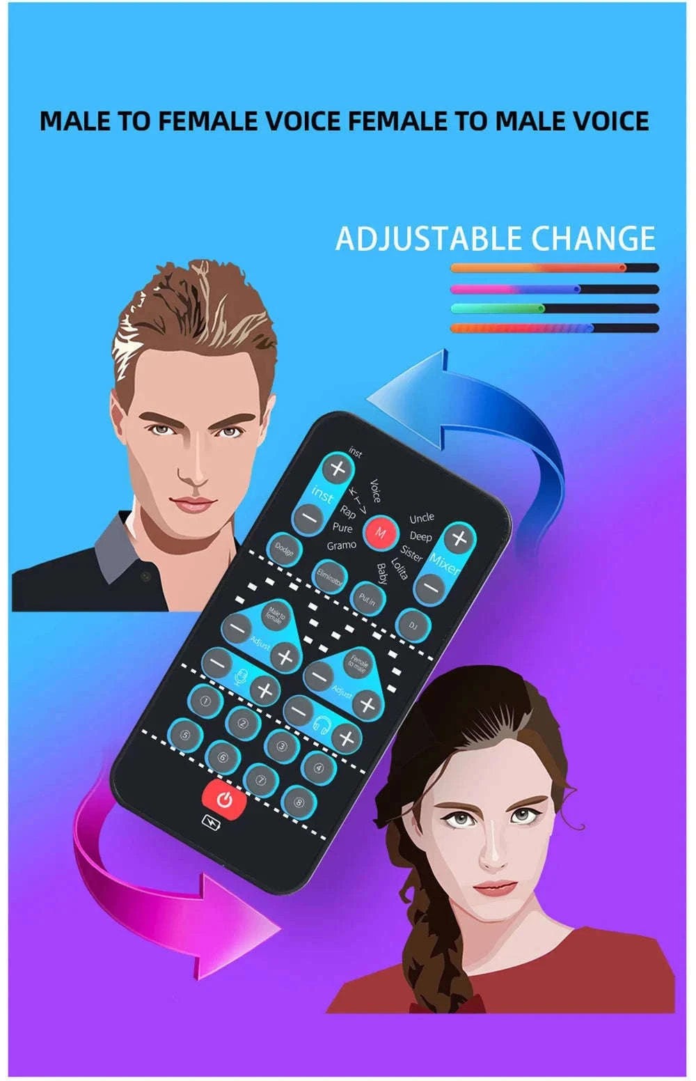 M10 Voice Changer Device with Karaoke and Multi-Voice Effects-M10