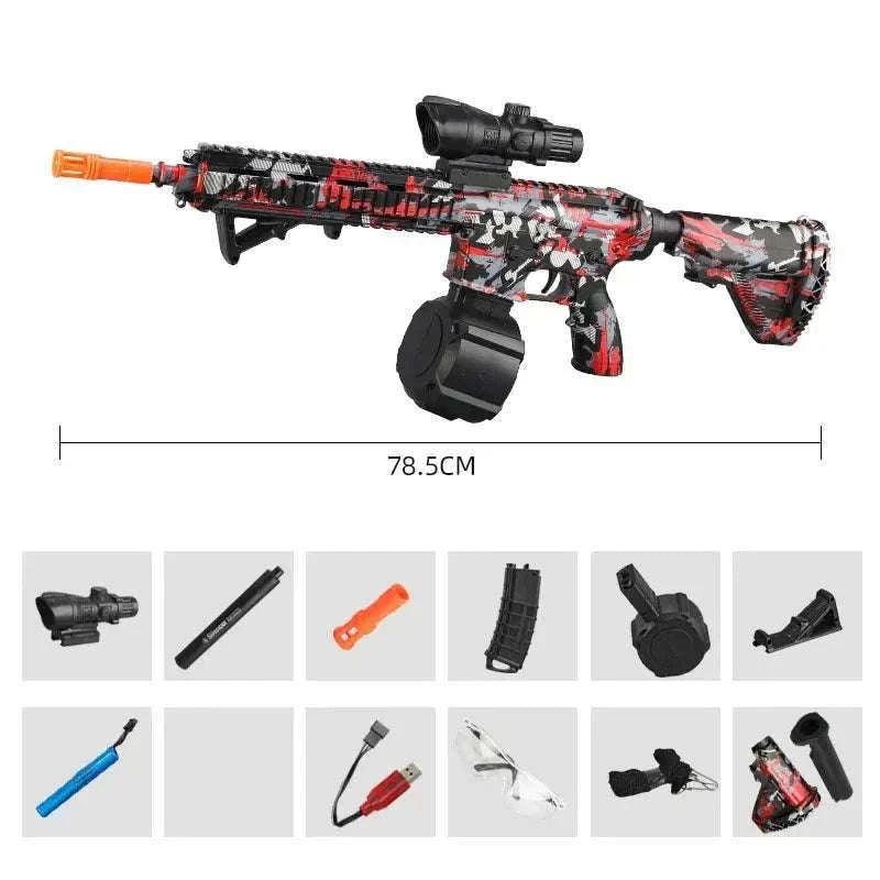M416 Gel Ball Blaster with Dual Magazines and Safety Gear-M416-Red