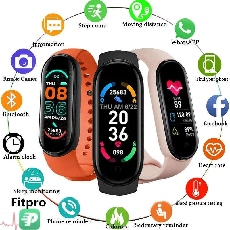 M6 Fitness Smart Watch for Activity, Sleep and Daily Alerts-black