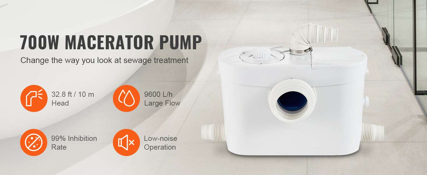 Macerator Pump Upflush Wastewater System for Toilet & Basement-500W 4 Water Inlets / EU / GERMANY