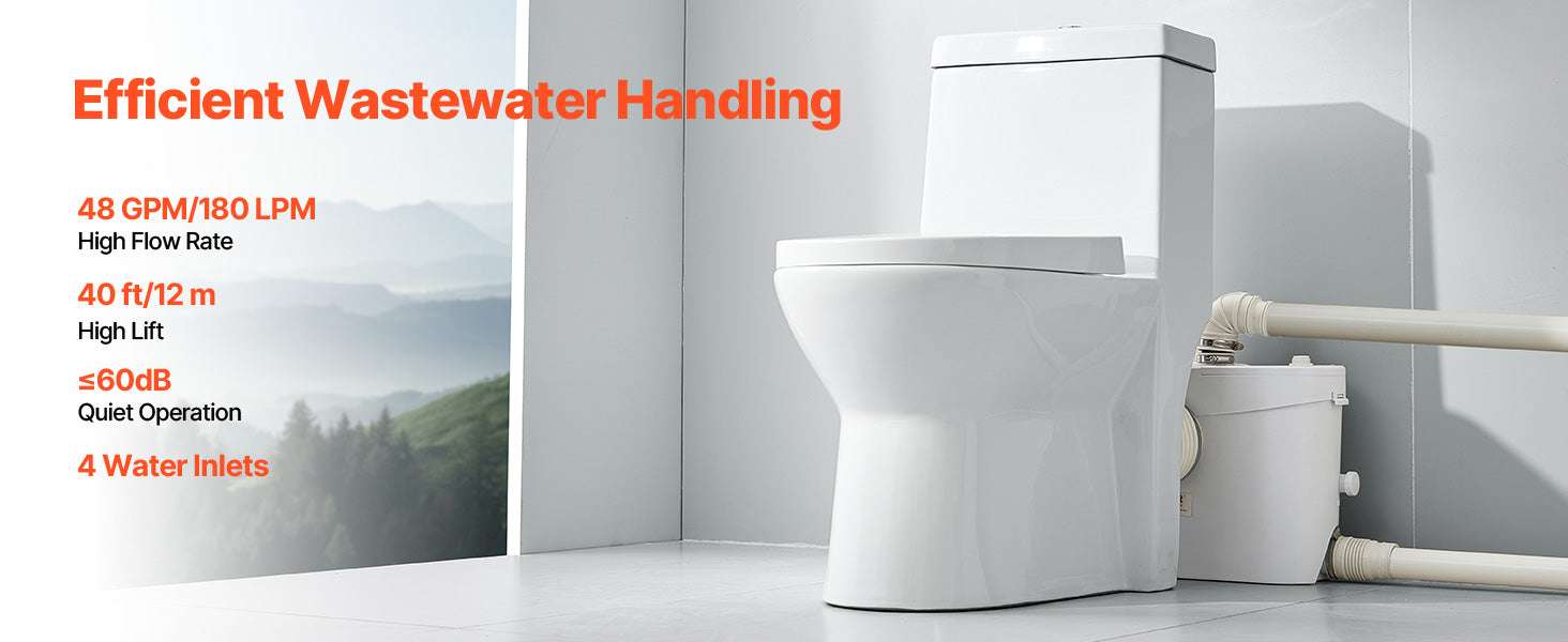 Macerator Pump Upflush Wastewater System for Toilet & Basement-500W 4 Water Inlets / EU / GERMANY