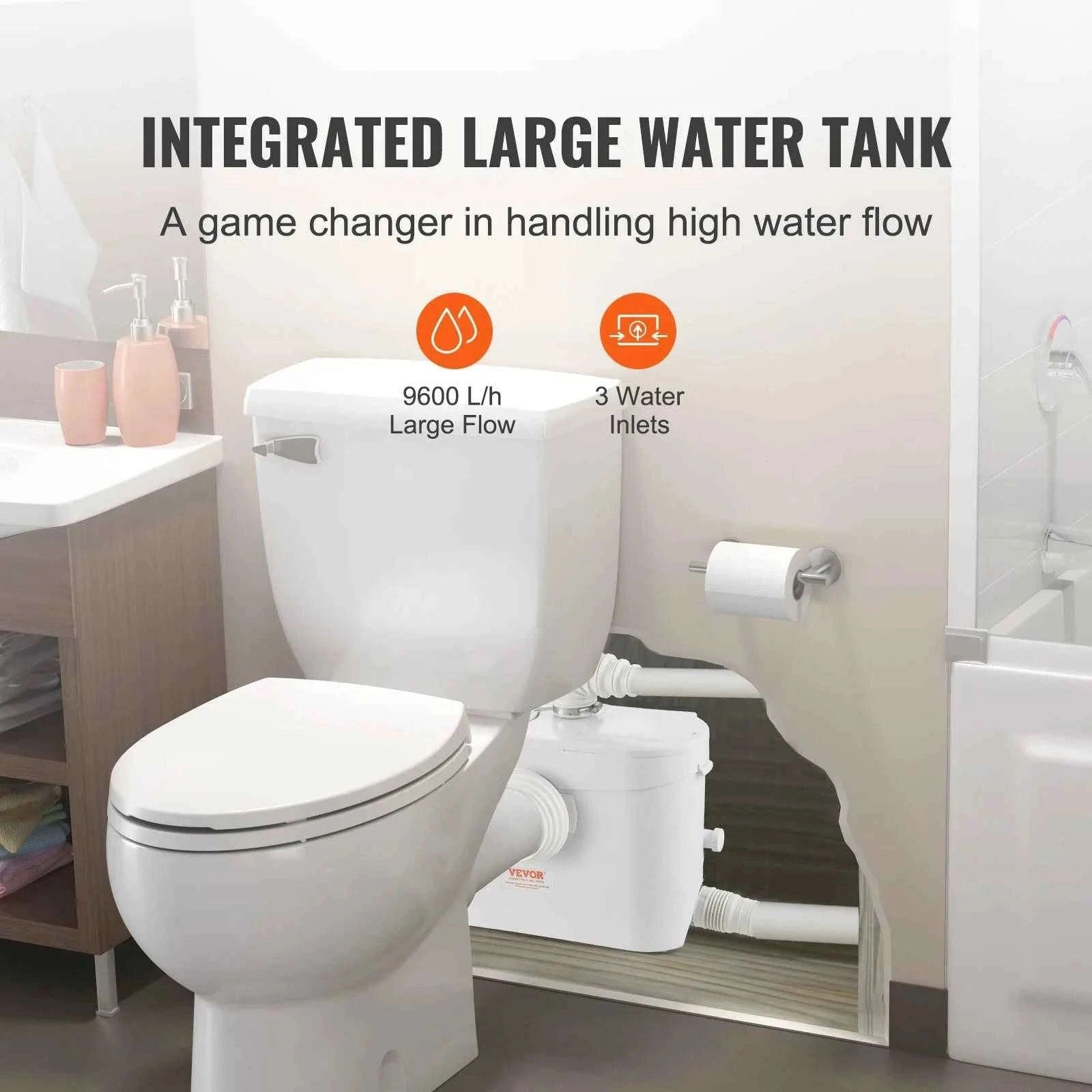Macerator Sewerage Sump Pump with 3 Water Inlets and Check Valve-United States / 1200W