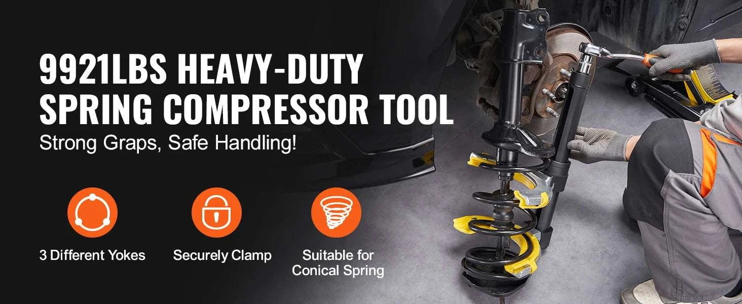 MacPherson Strut Spring Compressor Kit with 3 Interchangeable Yokes-United States