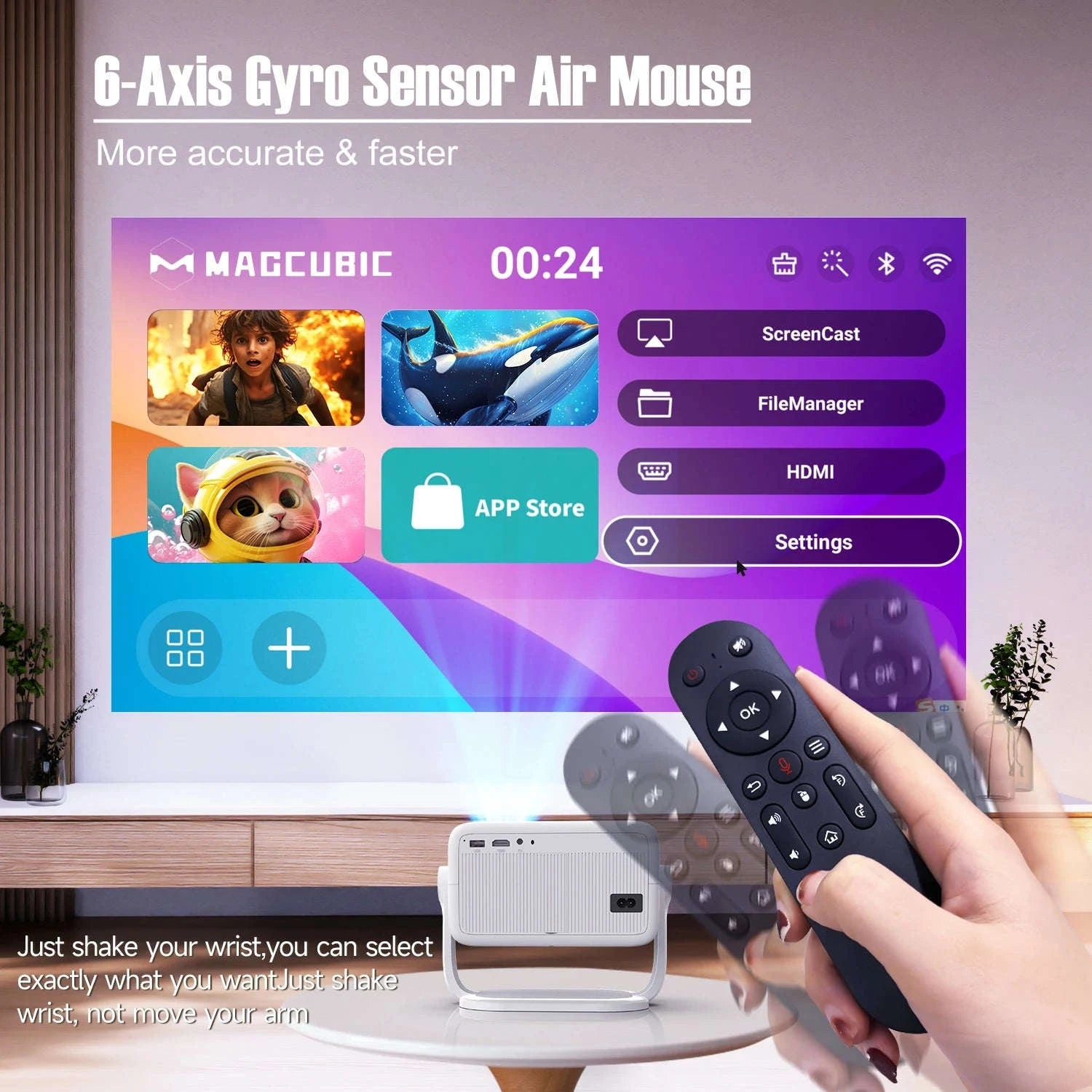 Magcubic 650ANSI L018 8K Portable Projector-White / AU Plug