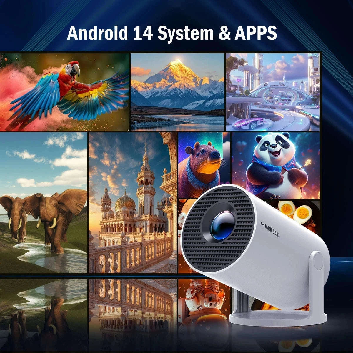 MAGCUBIC HY300 PRO Android Projector for Home Cinema-HY300 Pro-White / AU Plug
