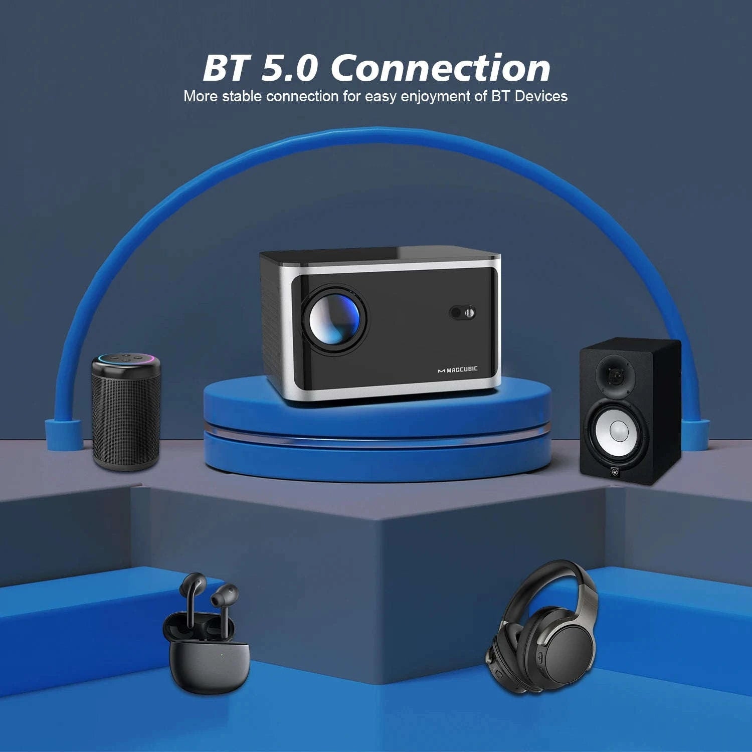 Magcubic HY350 Pro 580ANSI Auto Focus 4K Android Projector-HY350-Black-Upgrated / UK Plug