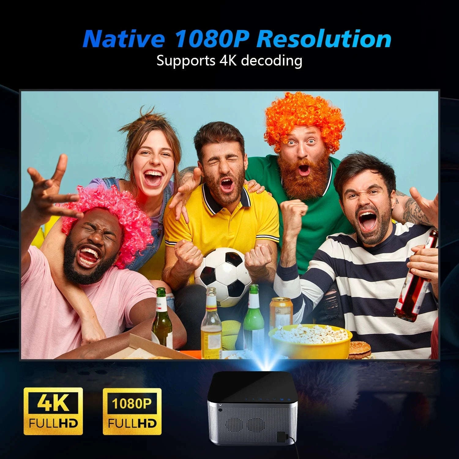 Magcubic HY350 Pro 580ANSI Auto Focus 4K Android Projector-HY350-Black-Upgrated / UK Plug