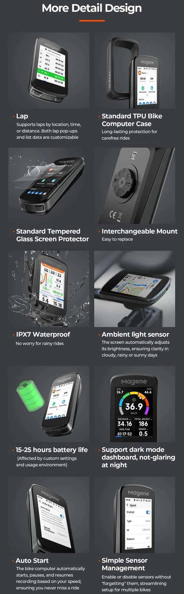 Magene C606V2 GPS Bike Computer with 2.8" Touchscreen Navigation-C606V2 / United States