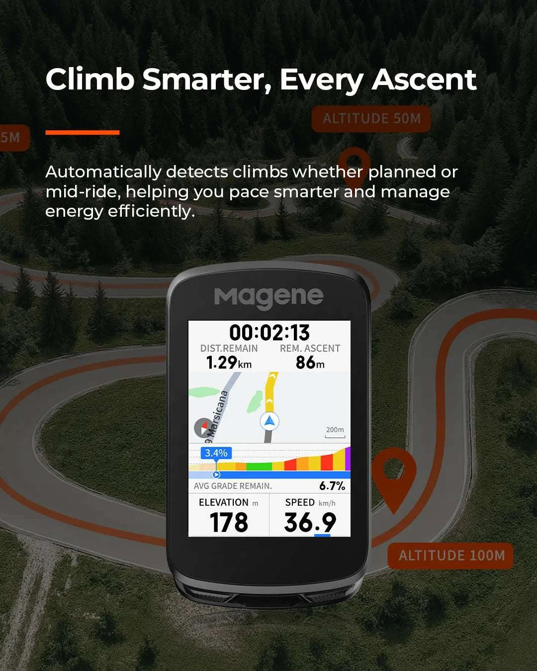 Magene C606V2 GPS Bike Computer with 2.8" Touchscreen Navigation-C606V2 / United States