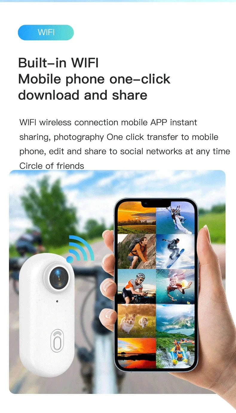Magnetic 4K Mini Action Camera with WiFi and Waterproof Case-UHD Pro 4K (White) / NO TF Card / China Mainland