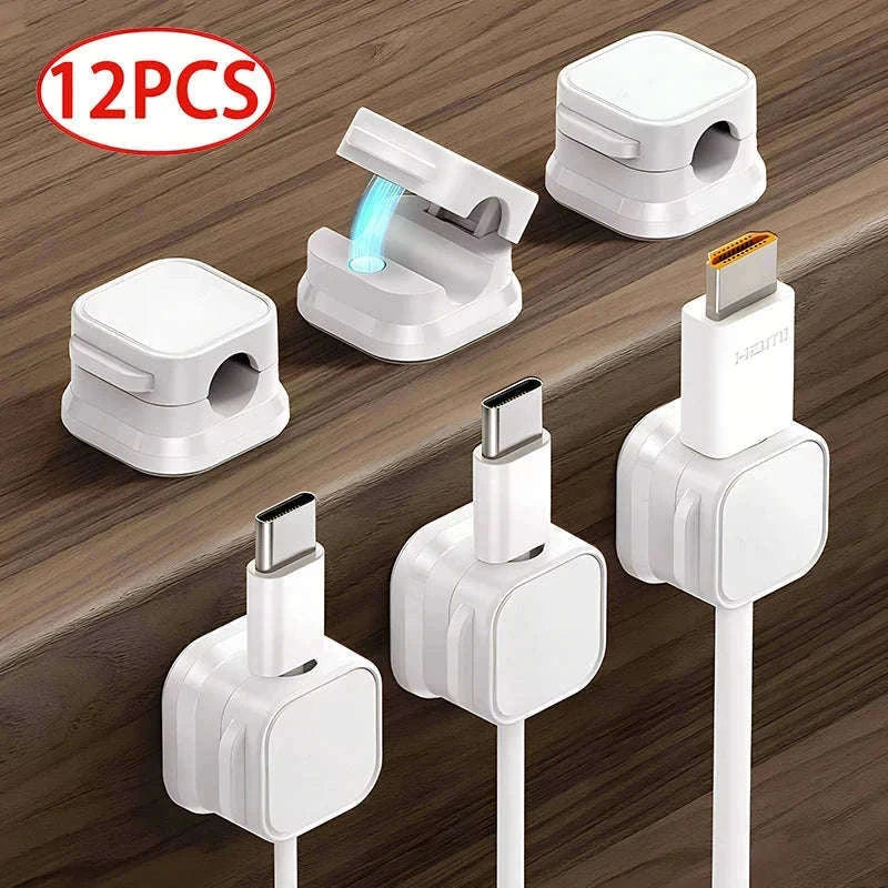 Magnetic Cable Clip Organizer 6-Pack for Neat Cord Control-1PCS Black
