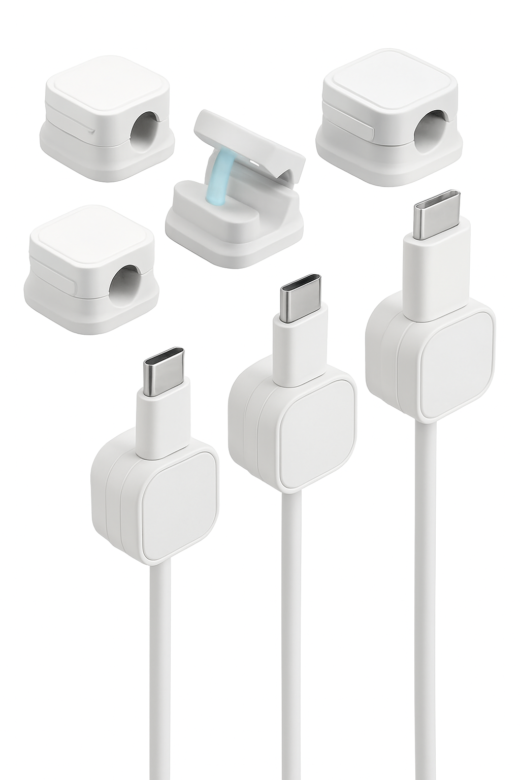 Organizador de Clips Magnéticos para Cables Paquete de 6 para Control Ordenado de Cables