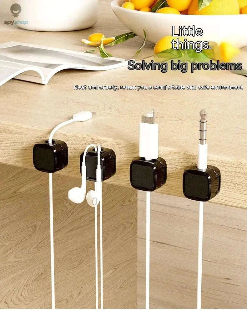 Magnetic Cable Organizer Clips 6-Pack for Neat Desk Management-6 Pcs Black