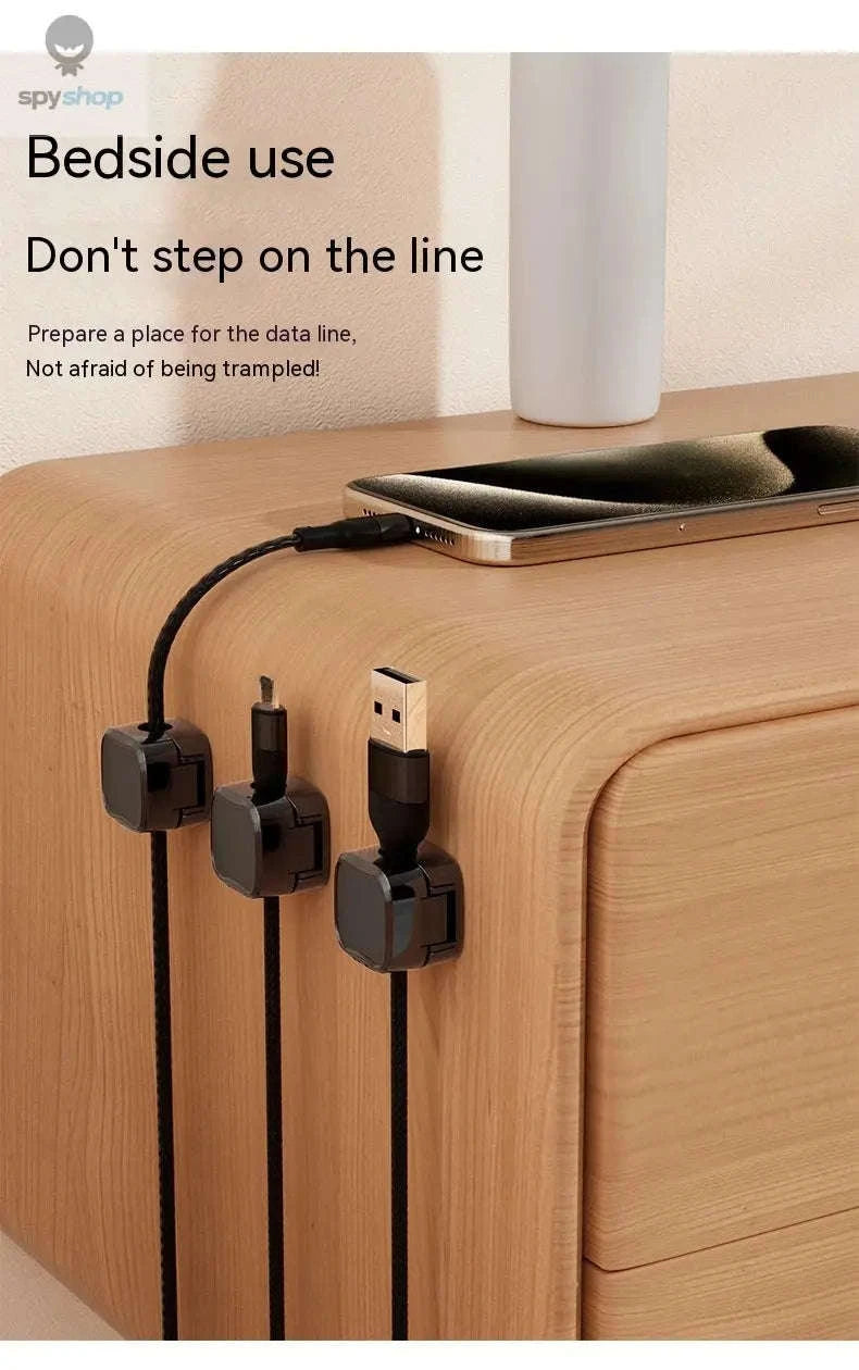 Magnetic Cable Organizer Clips – Easy Desk Management 6‑Pack-6 Pcs Black