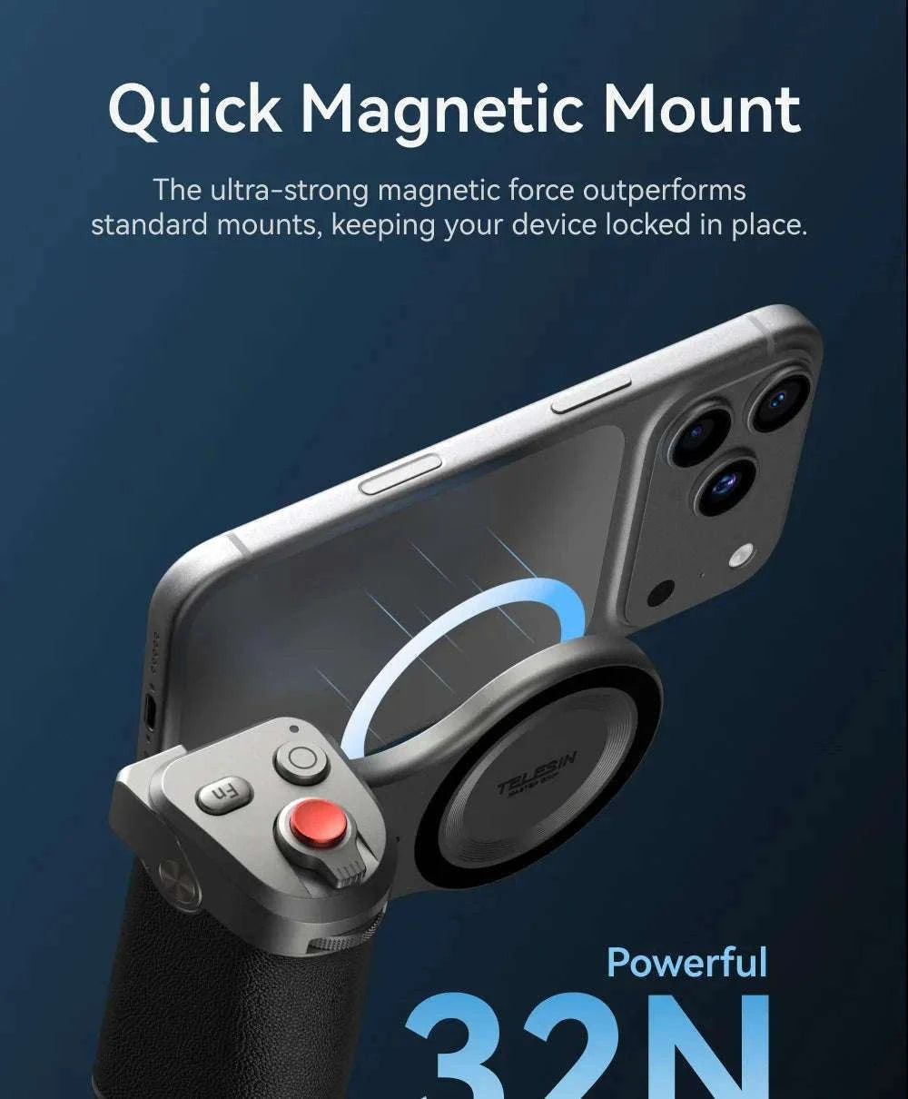 Magnetic Camera Grip with Bluetooth Shutter & Zoom Dial for iPhone-Black Imaging Grip