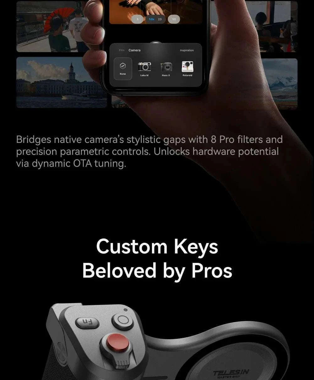 Magnetic Camera Grip with Bluetooth Shutter & Zoom Dial for iPhone-Black Imaging Grip