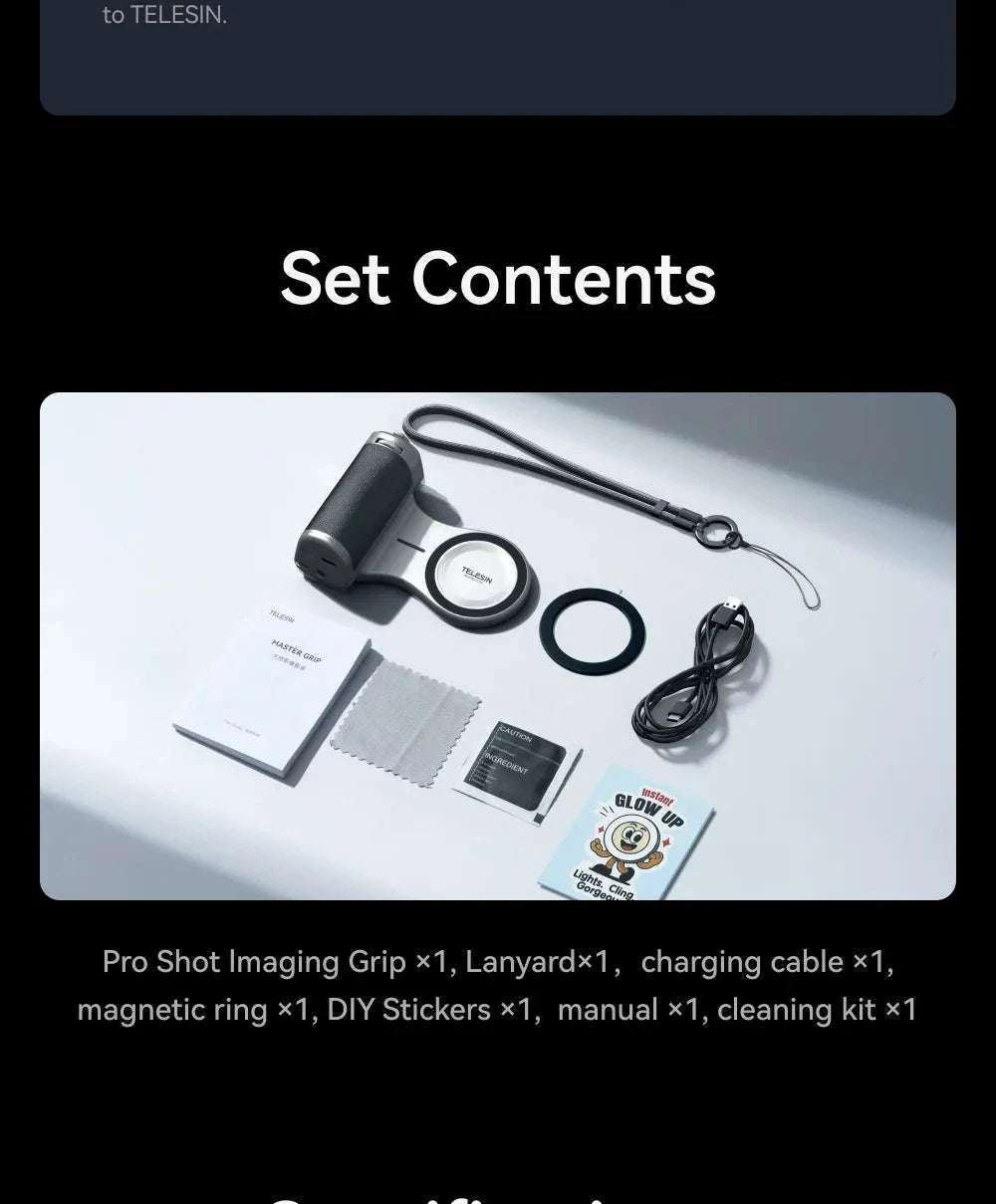 Magnetic Camera Grip with Bluetooth Shutter & Zoom Dial for iPhone-Black Imaging Grip