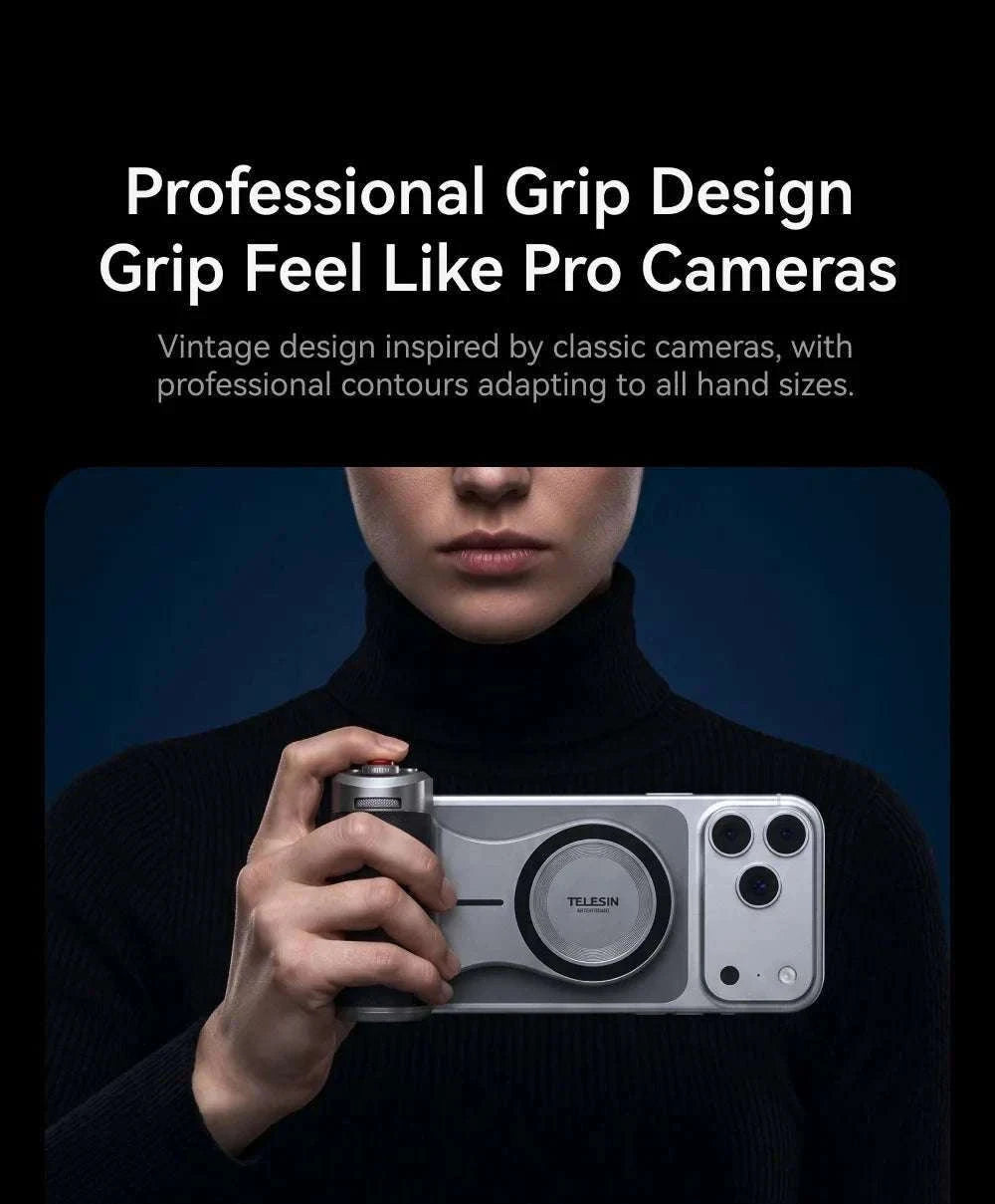 Magnetic Camera Grip with Bluetooth Shutter & Zoom Dial for iPhone-Black Imaging Grip