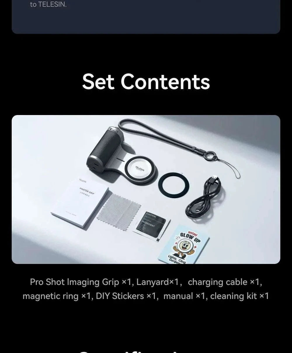 Magnetic Camera Grip with Bluetooth Shutter & Zoom Dial for iPhone-Black Imaging Grip