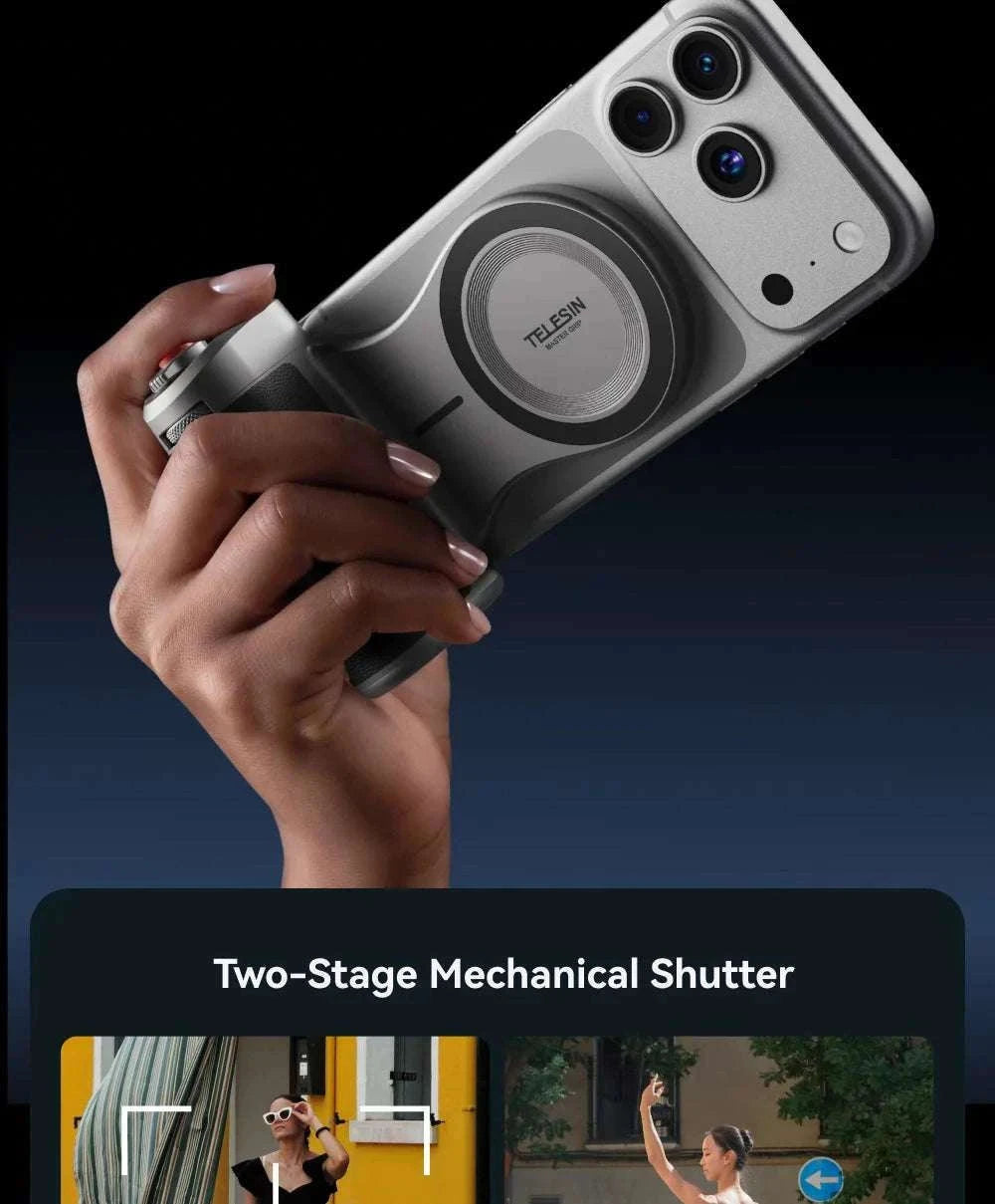 Magnetic Camera Grip with Bluetooth Shutter & Zoom Dial for iPhone-Black Imaging Grip