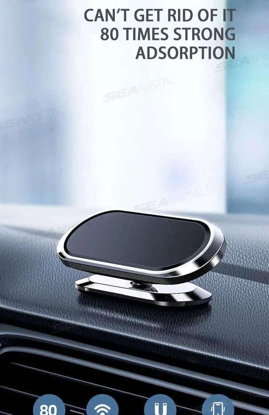 Magnetic Car Phone Holder 360-Degree Rotation-Black