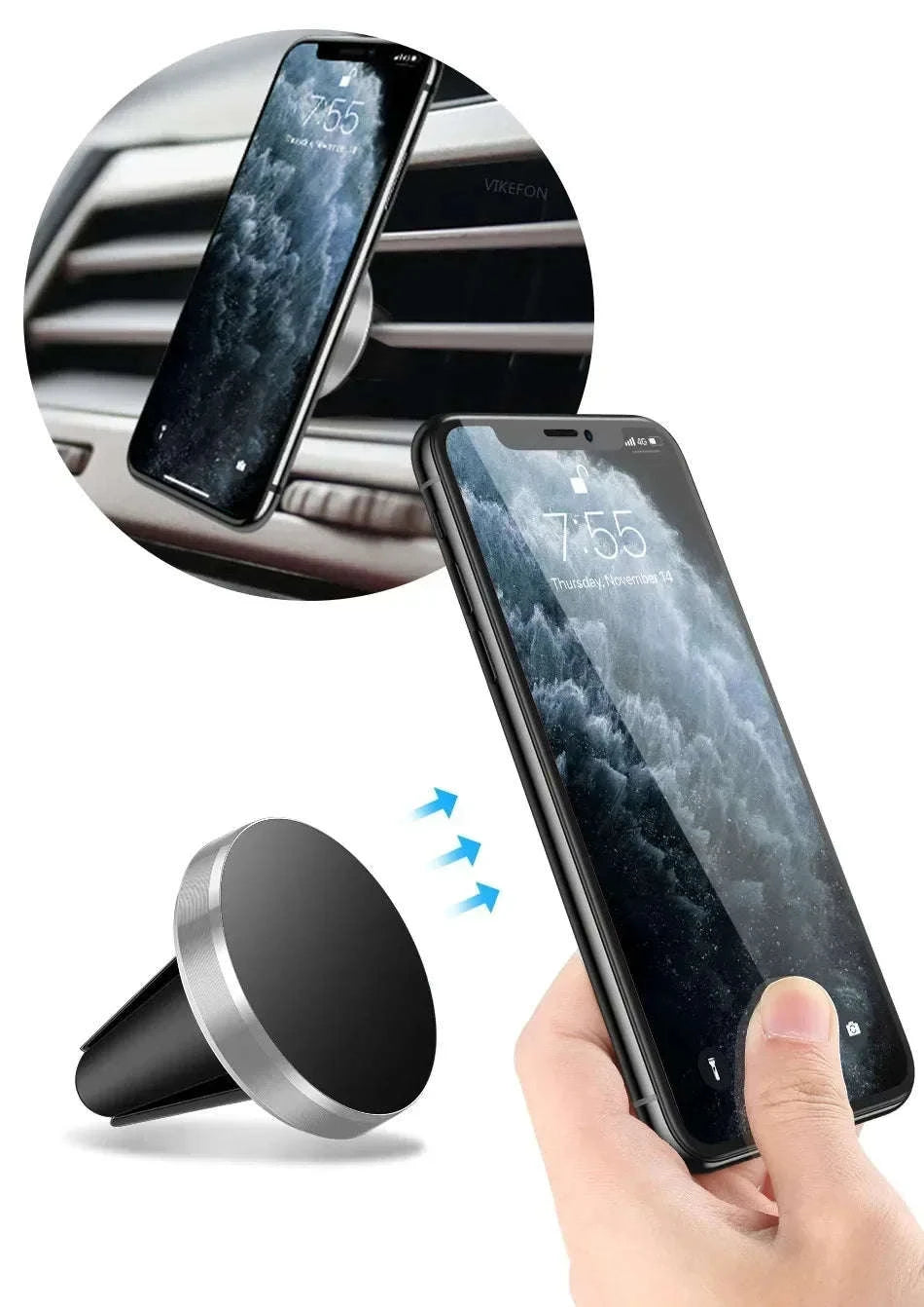 Magnetic Car Phone Holder Air Vent Mount – Universal Fit-silver / CHINA