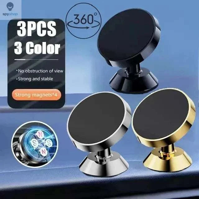 Magnetic Car Phone Holder – Strong Grip, Compact Design, 360° or Fixed Mount-2pcs Black