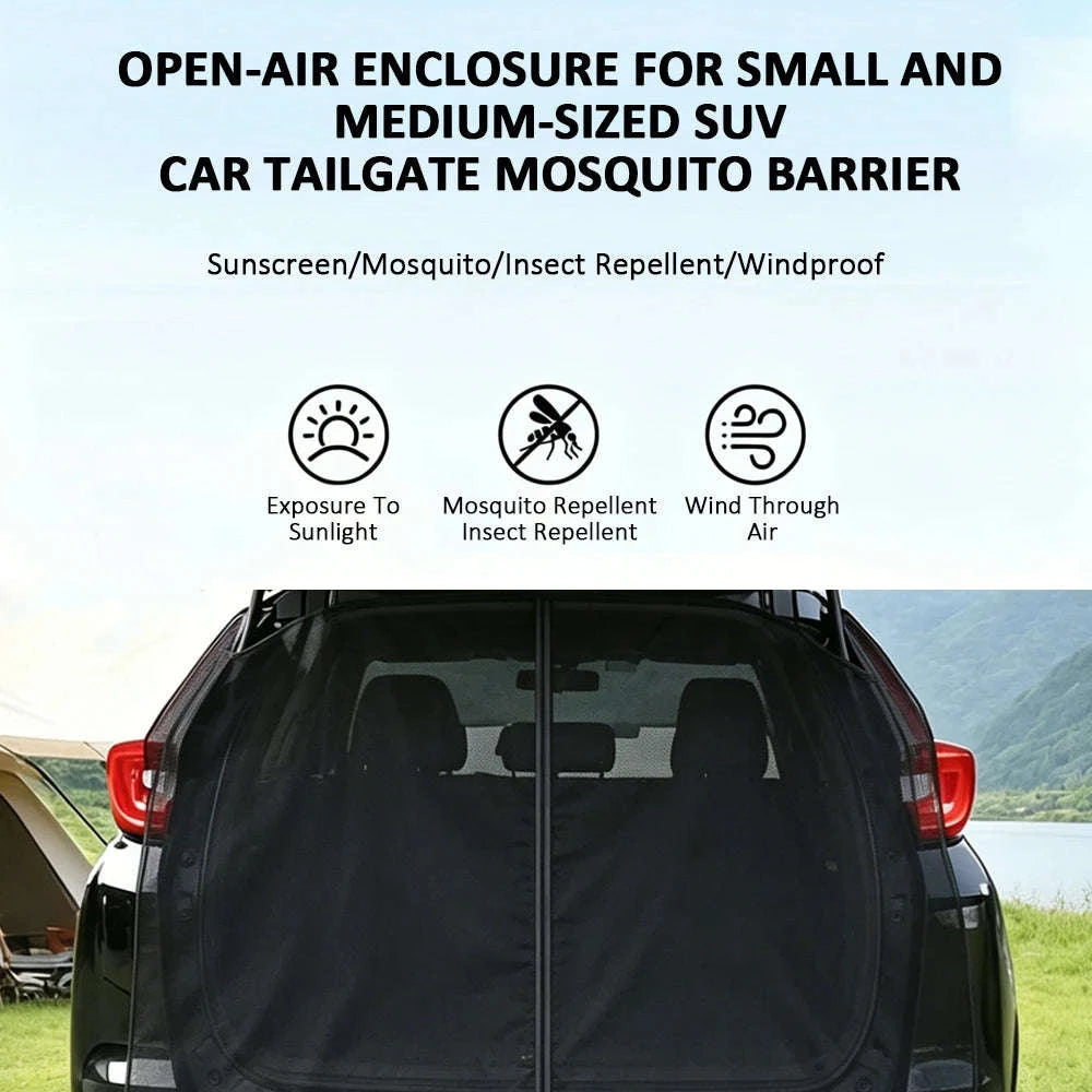 Magnetic Car Trunk Mosquito Screen for Small to Mid-Size SUVs-Black