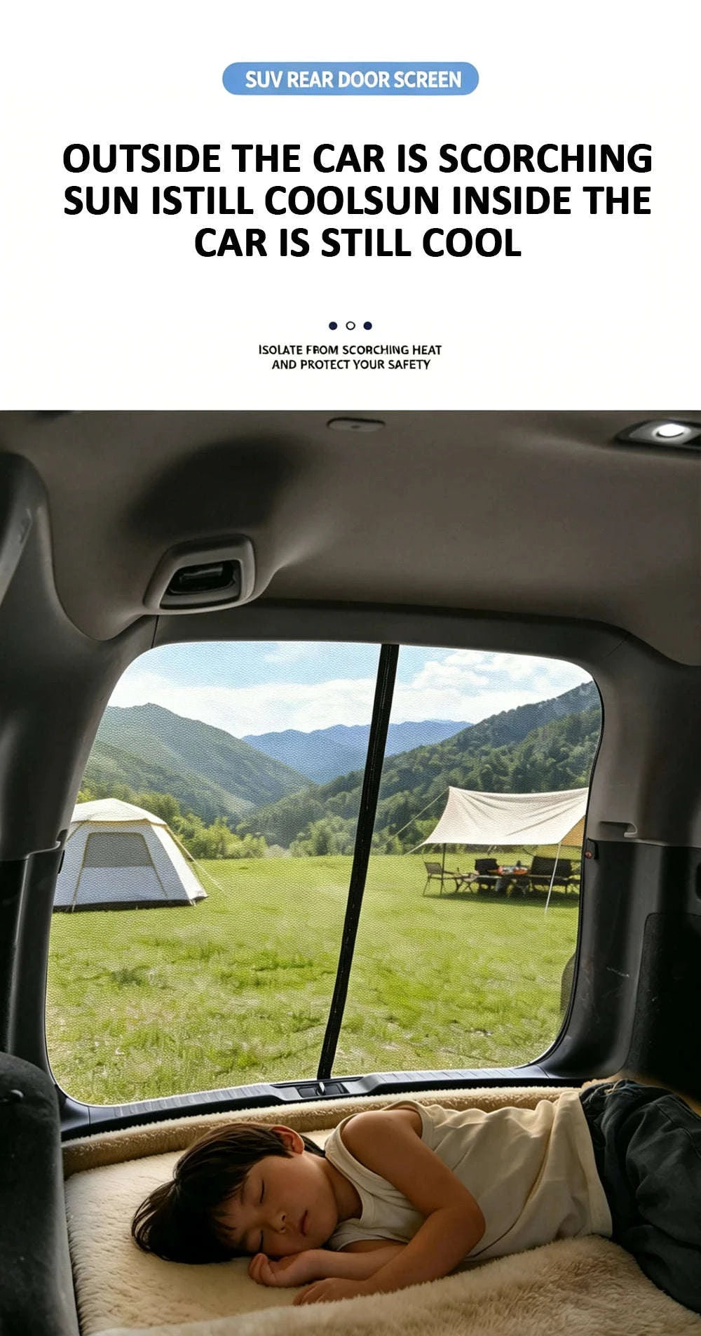 Magnetic Car Trunk Mosquito Screen for Small to Mid-Size SUVs-Black