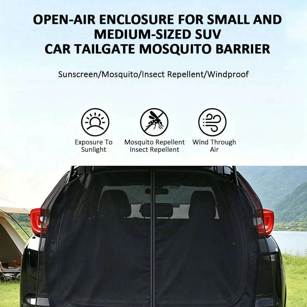 Magnetic Car Trunk Mosquito Screen for Small to Mid-Size SUVs-Black