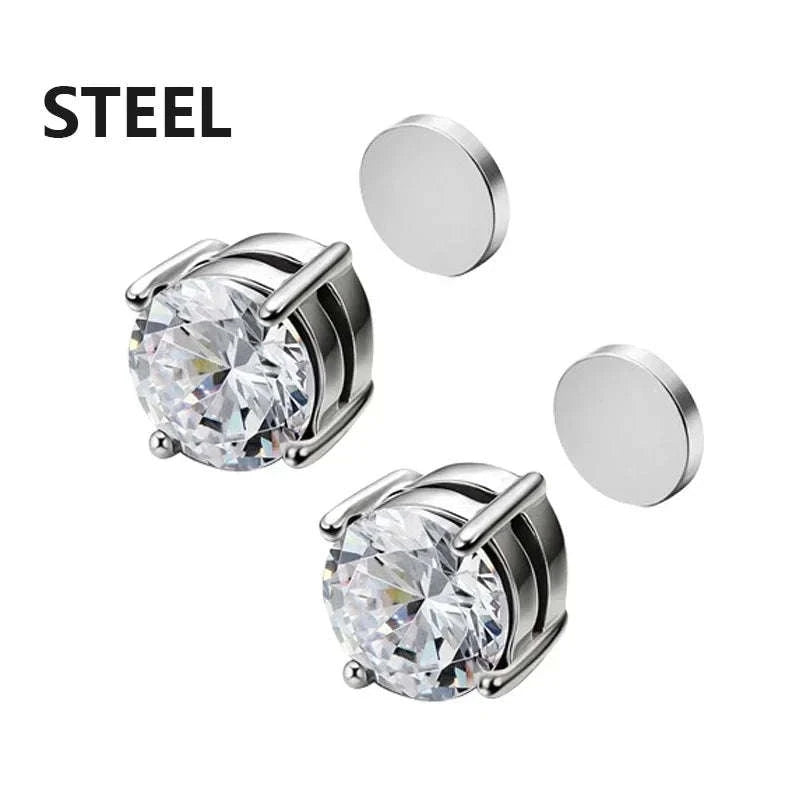 Magnetic Crystal Stud Earrings – Non‑Piercing Zircon Style-type1