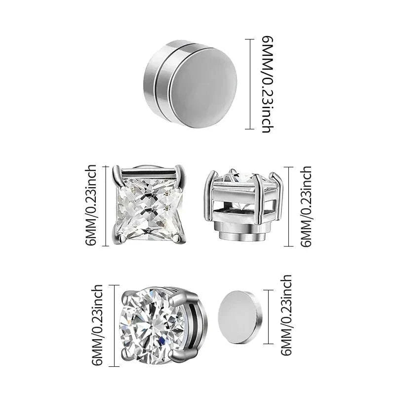 Magnetic Crystal Stud Earrings – Non‑Piercing Zircon Style-type1