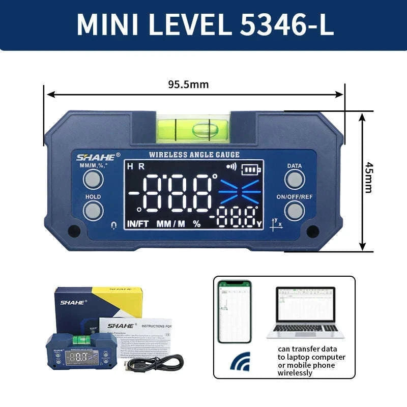 Magnetic Digital Angle Finder Inclinometer with Backlit Display-No Wireless