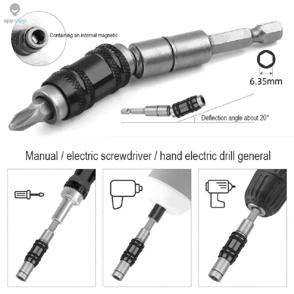 Magnetic Drill Bit Holder with 20° Pivot-Black