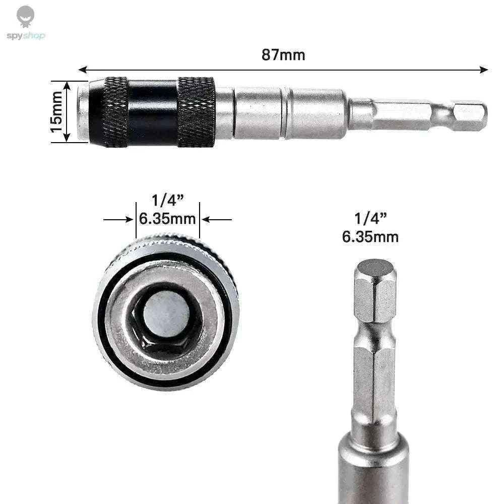 Magnetic Drill Bit Holder with 20° Pivot for Tight Spaces-Black