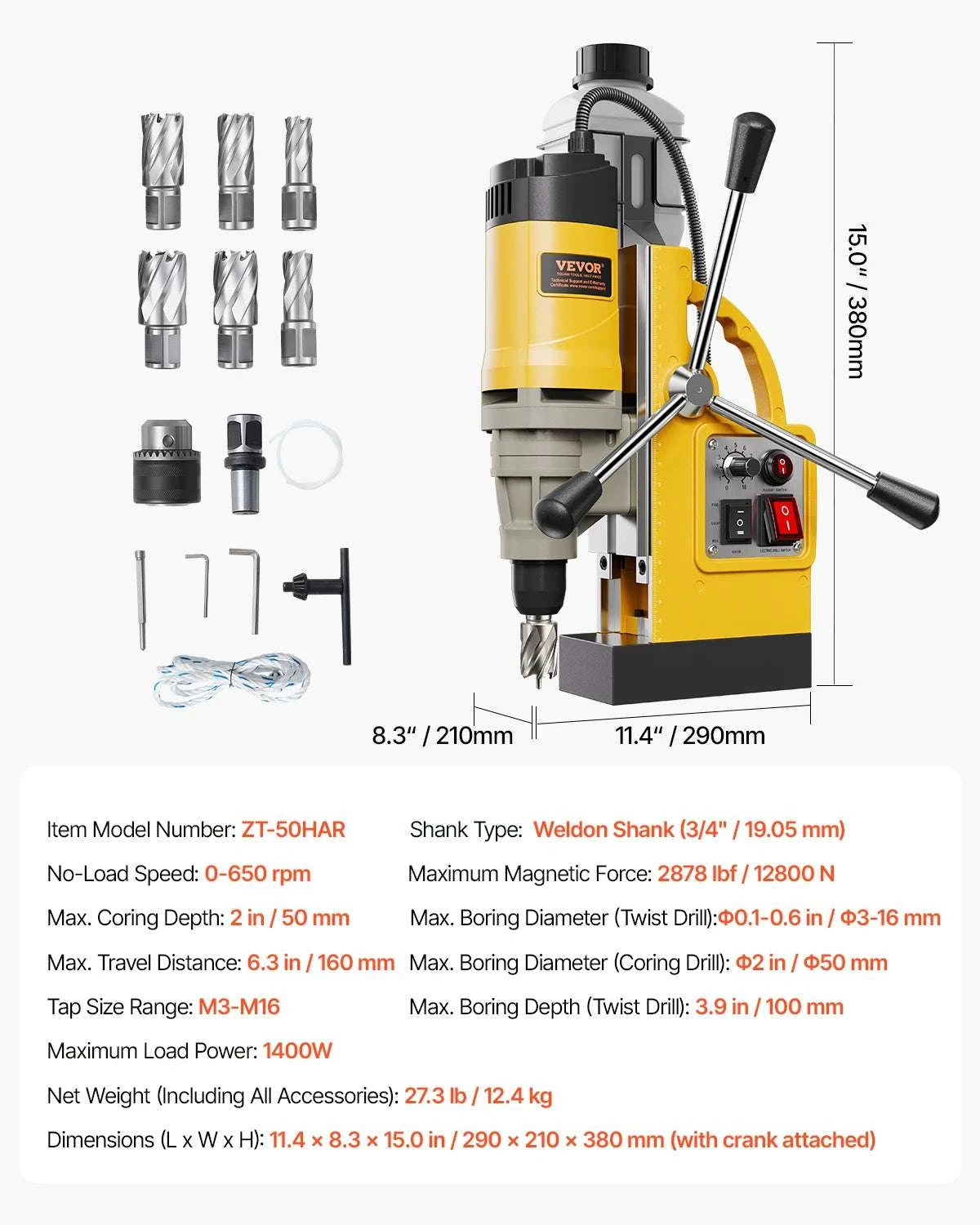 Magnetic Drill Press 1400W Core Drill 50mm Boring Capacity-1400W 40mm / Poland