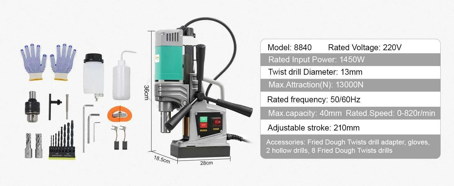 Magnetic Drill Press 1450W/1550W with 10-Speed Control & Strong Base-2in 1550W 820r / United States
