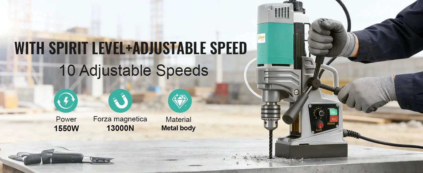 Magnetic Drill Press 1450W/1550W with 10-Speed Control & Strong Base-2in 1550W 820r / United States