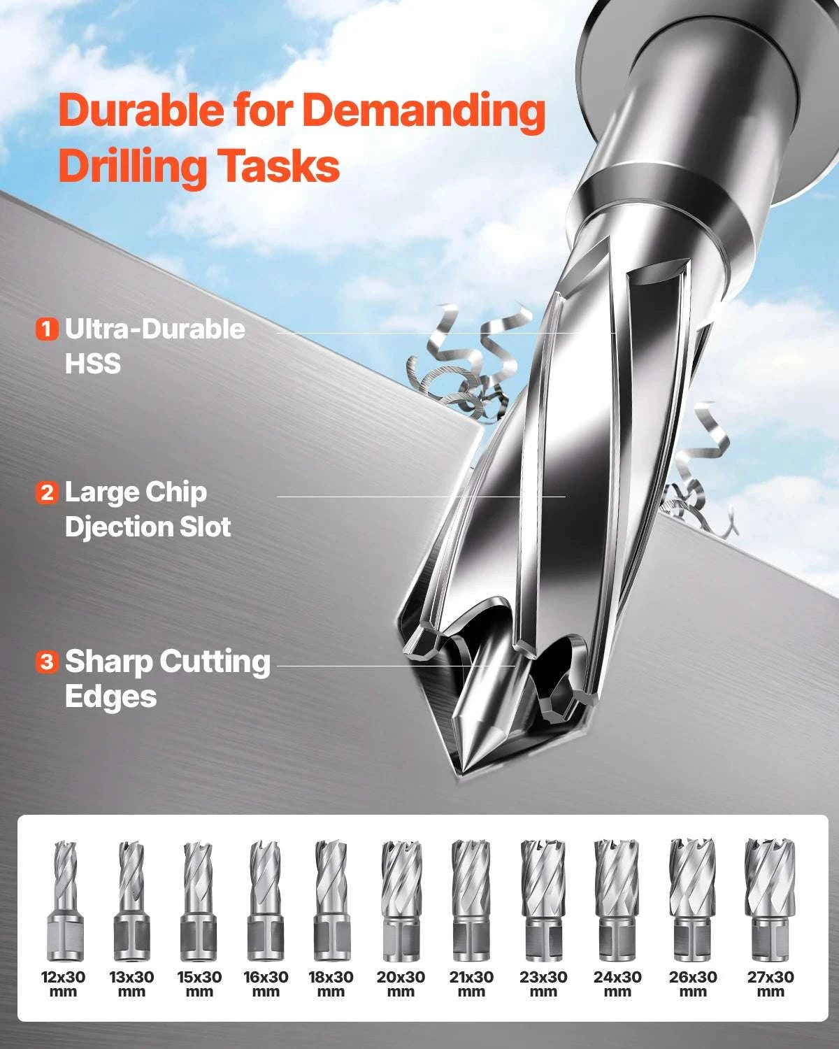 Magnetic Drill Press 1450W 850RPM with 11pc Bits, 1.6" Capacity-1450W 850RPM / france