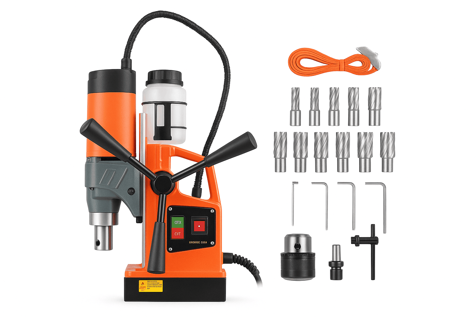 Magnetic Drill Press 1450W 850RPM with 11pc Bits, 1.6" Capacity-1450W 850RPM / france