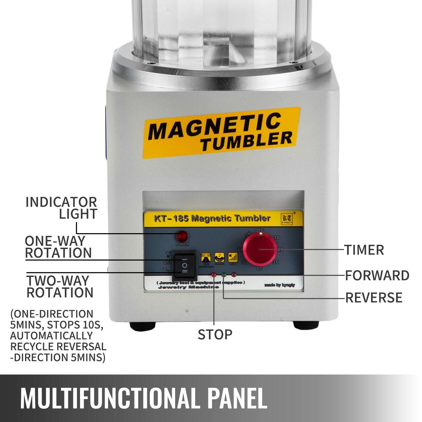 Magnetic Jewelry Tumbler Polisher KT-185 2000RPM Finisher-france