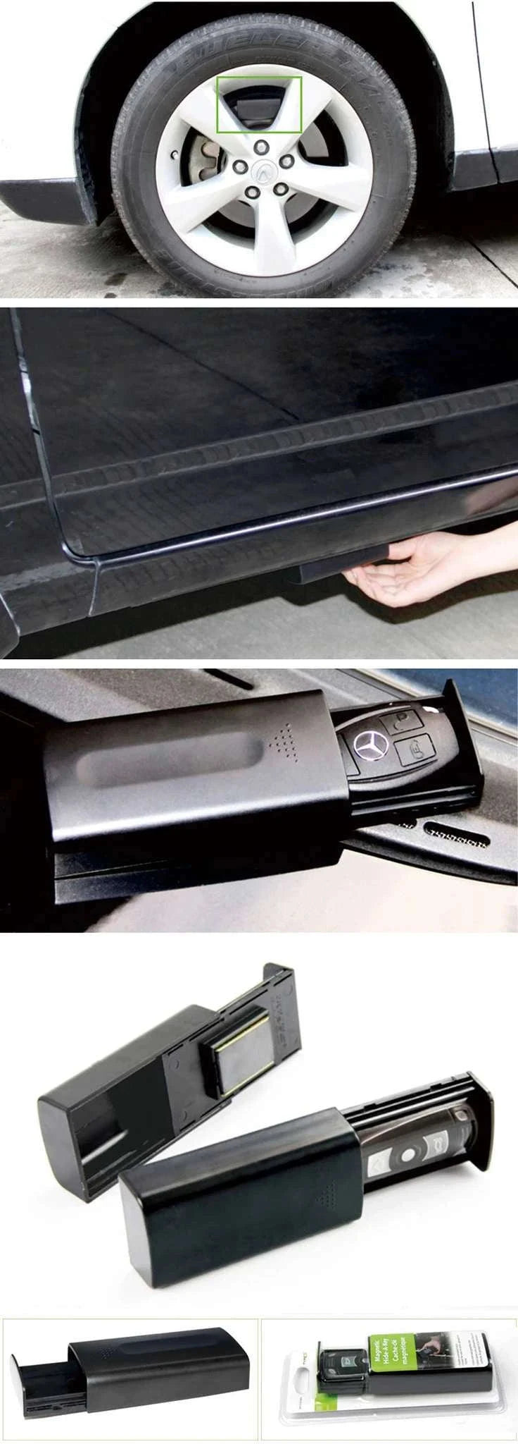 Magnetic Key Safe Box Hidden Spare Key Holder for Car Home Use-Black