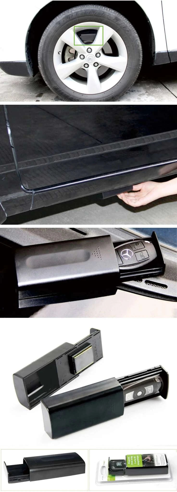 Magnetic Key Safe Box Hidden Spare Key Holder for Car Home Use-Black