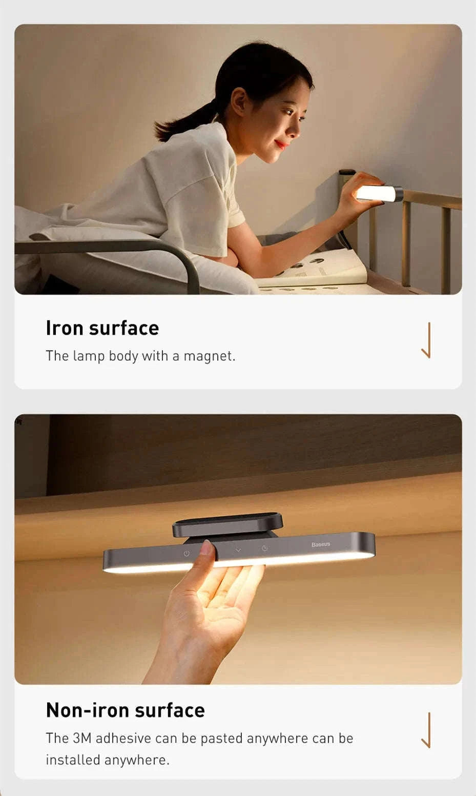 Magnetic LED Night Light with Stepless Dimming & 24H Battery-No adapter