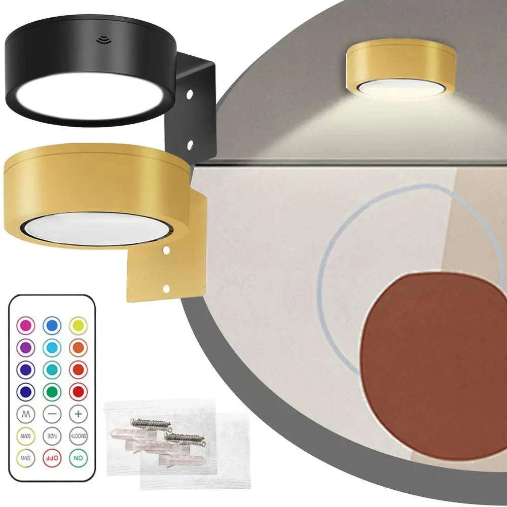 Magnetic LED Wall Light with 360° Rotation and Remote Control-White