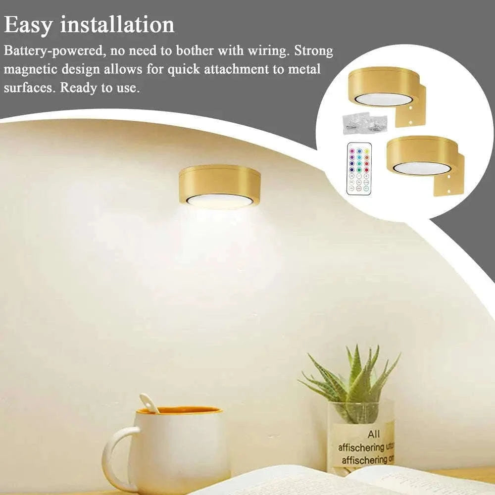 Magnetic LED Wall Light with Remote Control and 360° Rotation-White