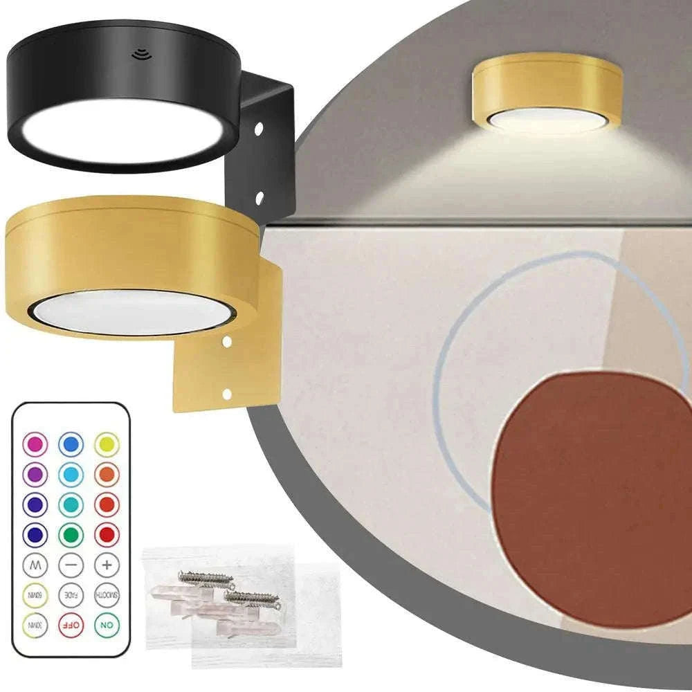 Magnetic LED Wall Light with Remote Control and 360° Rotation-White