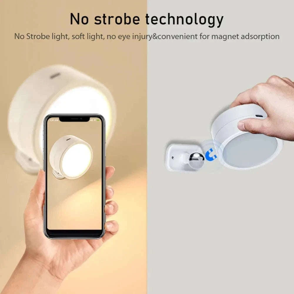 Magnetic LED Wall Light with Remote Control and 360° Rotation-White