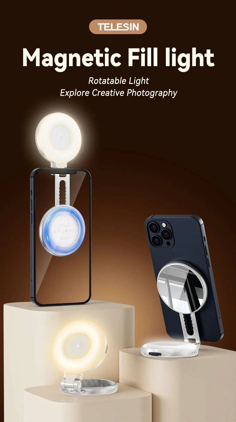 Magnetic Phone Camera Grip with Remote & Bluetooth Control-White No light / United States