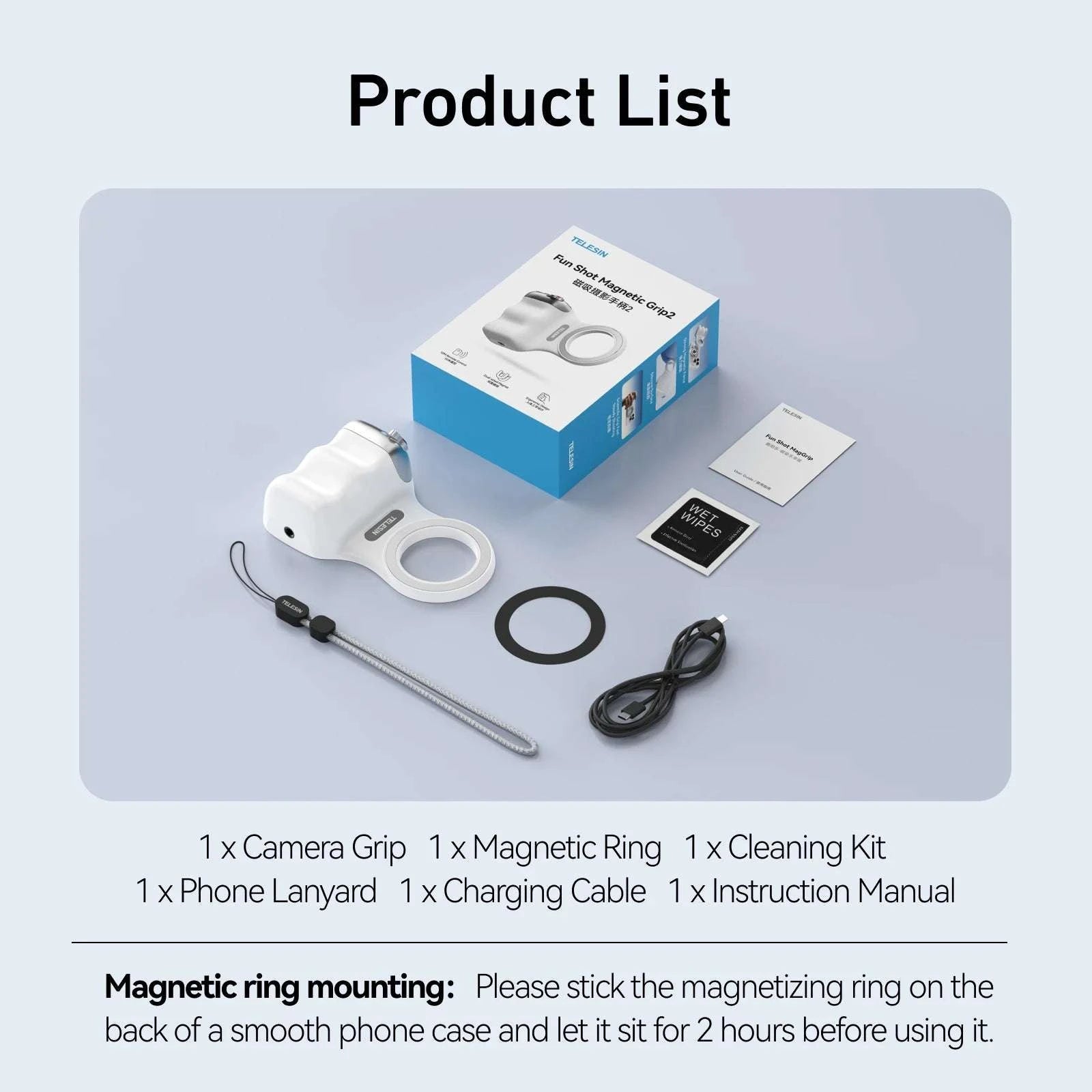 Magnetic Phone Camera Grip with Remote & Bluetooth Control-White No light / United States